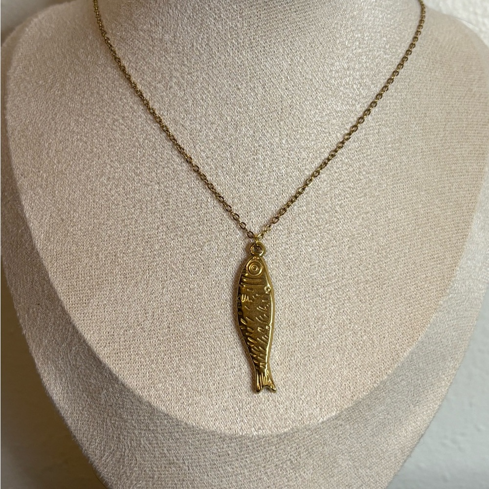 Handmade Gold Sardine Necklace | Waterproof & Tarnish Resistant
